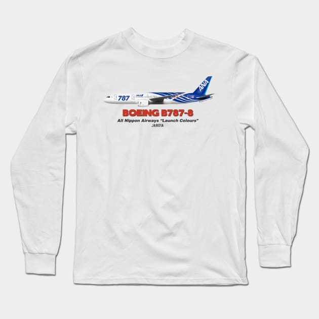 Boeing B787-8 - All Nippon Airways "Launch Colours" Long Sleeve T-Shirt by TheArtofFlying